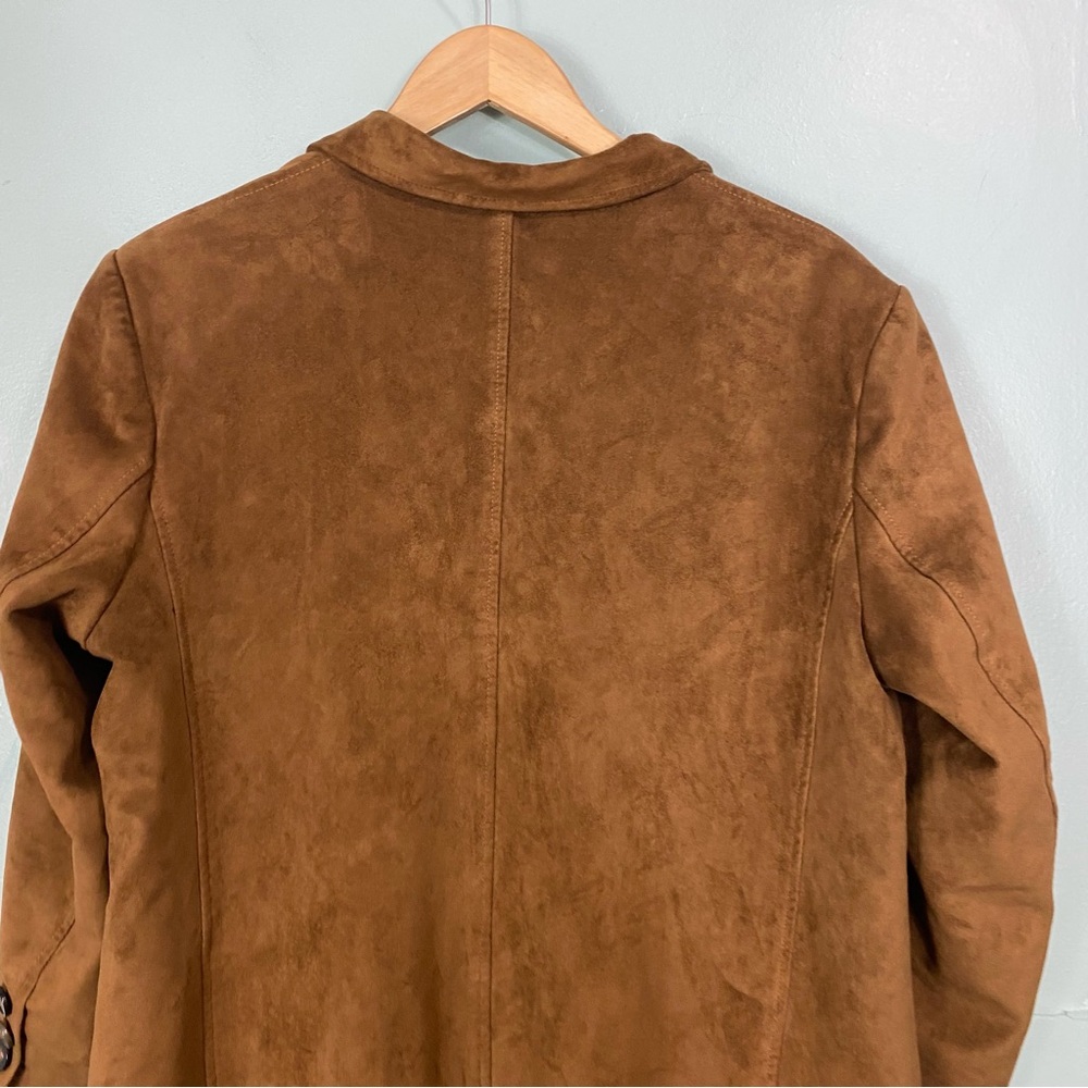 Anthropologie Faux Suede Trench Coat Brown Medium - Picture 9 of 9